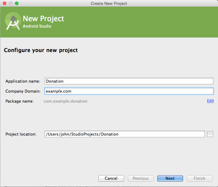 Figure 2: Configure new project