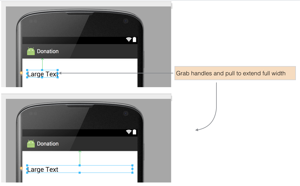 Figure 3: Use handles to extend widget full screen width
