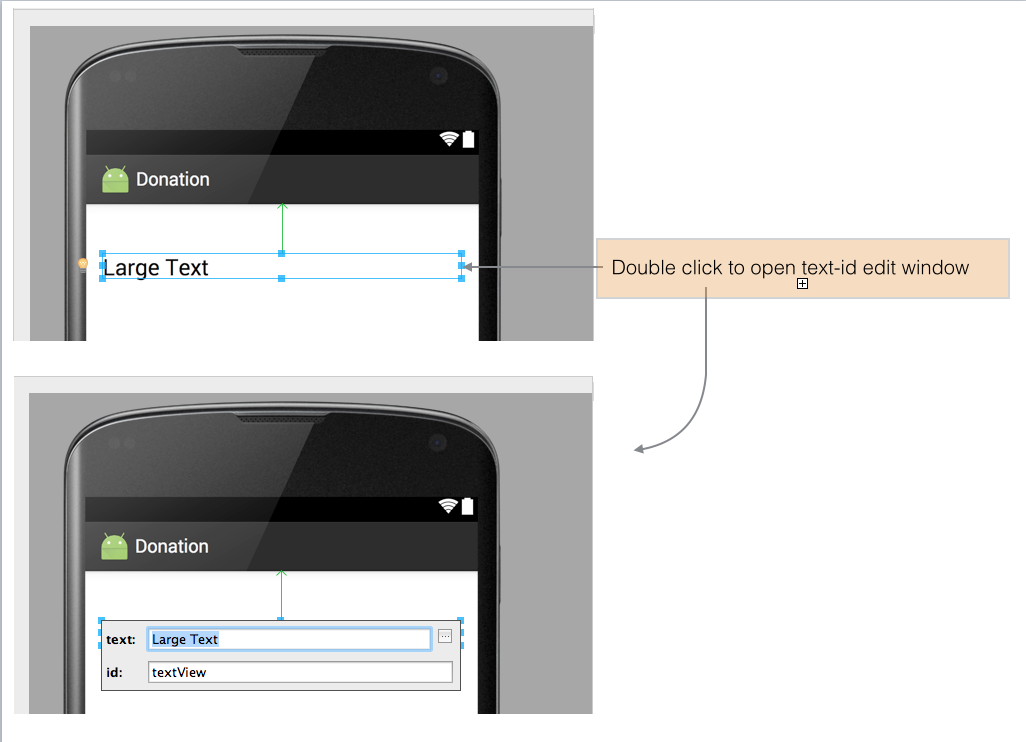 Figure 4: Double click on widget to open text-id edit window