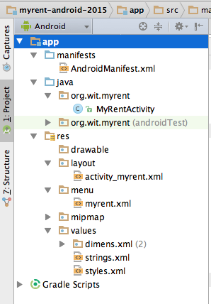Figure 7: MyRent Android application directory structure