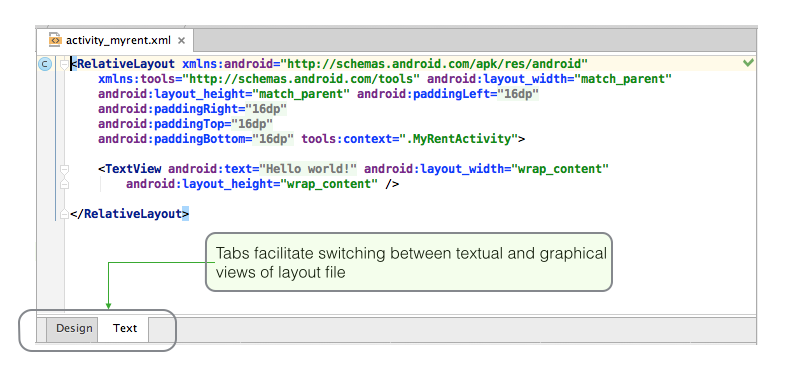 Figure 3: Tabs facilitate switching between graphical and textual views of layout