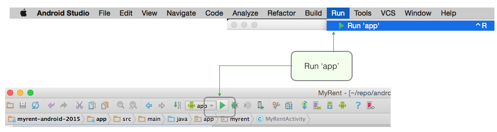 Figure 3: Run application using menu command or toolbar