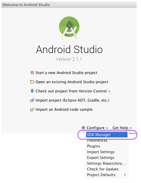 Figure 11: Launch Android SDK Manager