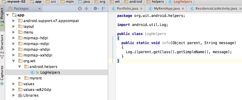 Figure 1: org.wit.android.helpers package