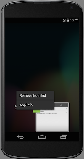 Figure 1: Kill app - remove from list