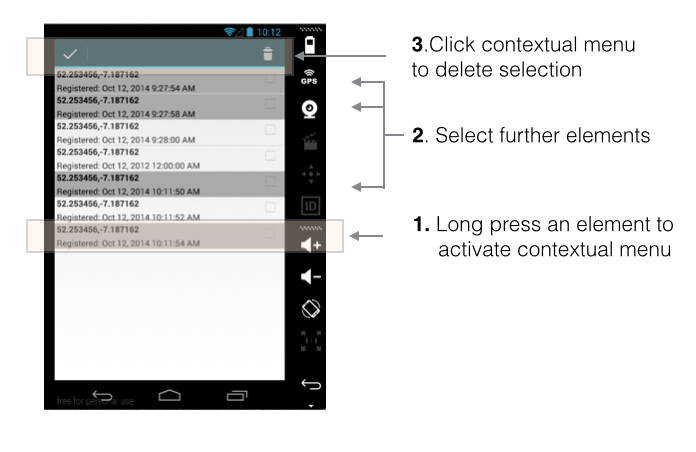 Figure 1: Long press to engage contextual menu to delete selection from list
