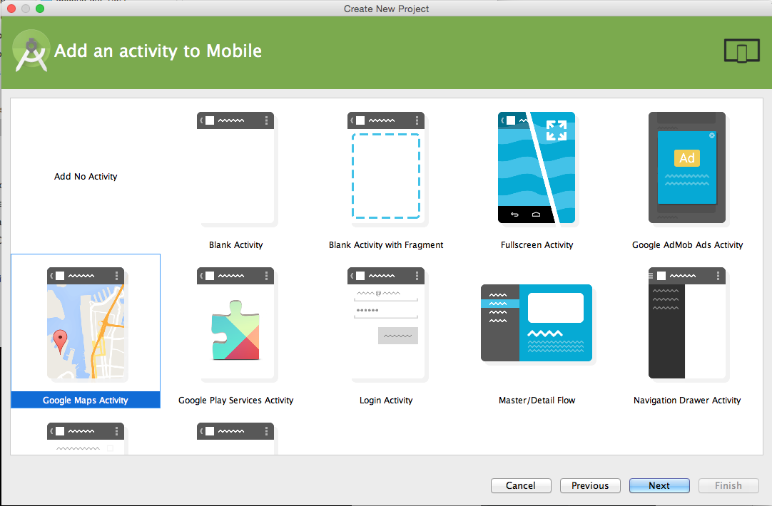 Figure 1: Android Studio project with Google Maps Activity