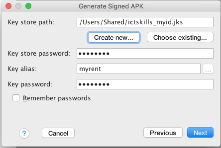 Figure 5: Generate Signed APK